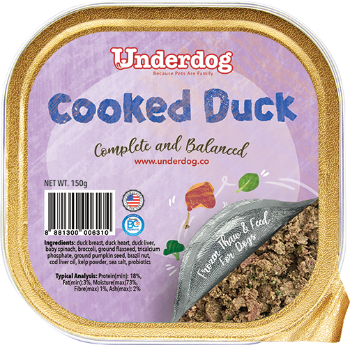 Underdog Cooked Duck Complete & Balanced Frozen Dog Food 150g