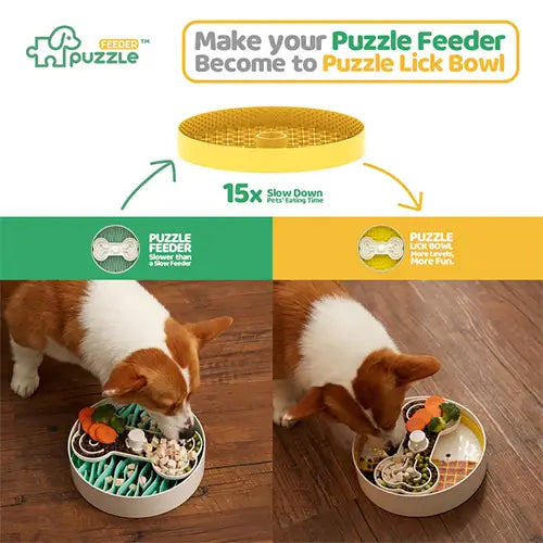 Puzzle Feeder™ Licking Mat Accessory For Puzzle Lick Bowl (Yellow)