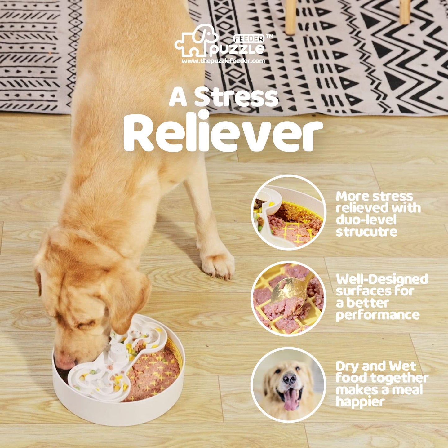 Puzzle Feeder™ Dog Bowl Universal Dog Feeding Solution (Wheat-Yellow)