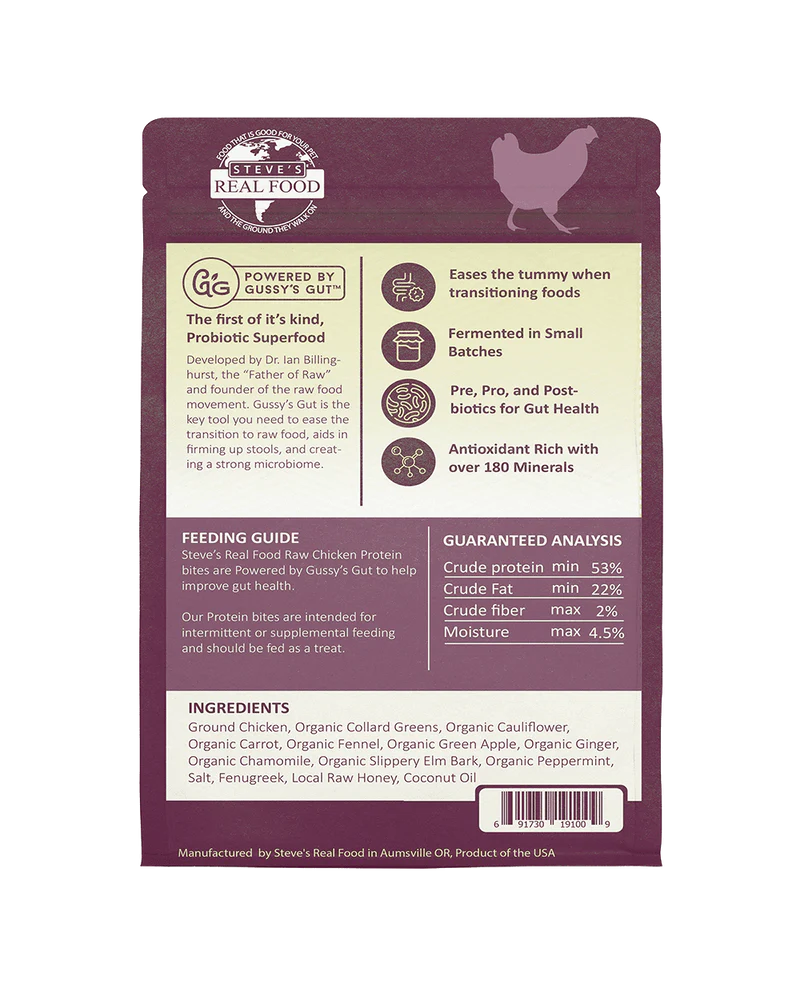 Steve's Real Food Freeze Dried Fermented Gut Health Treats - Chicken Protein Bites