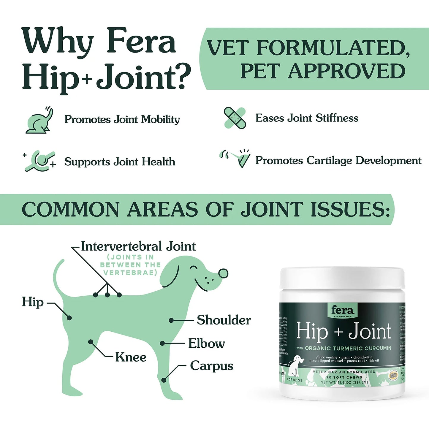 Fera Pets - Hip + Joint Support for Dogs 90 soft chews