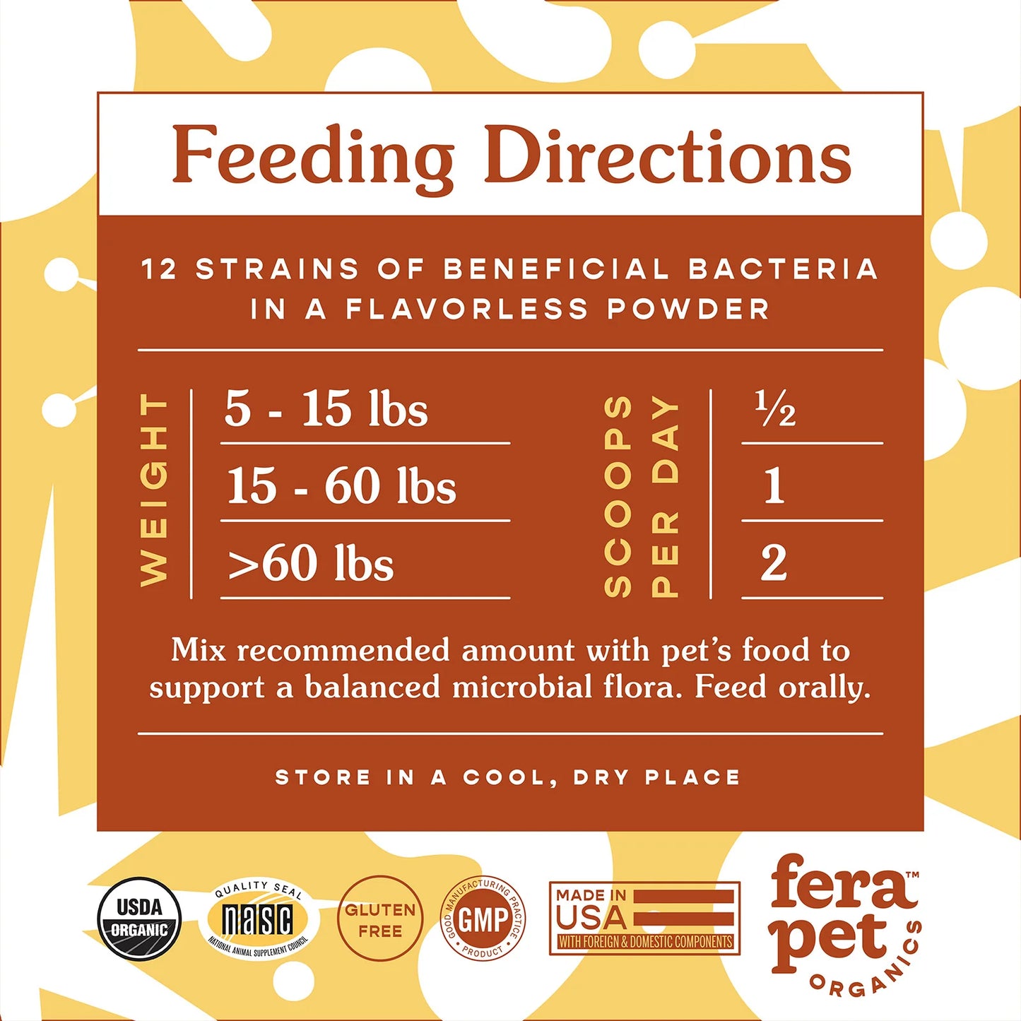 Fera Pets - USDA Organic Probiotics with Prebiotics for Dogs & Cats 2.5oz