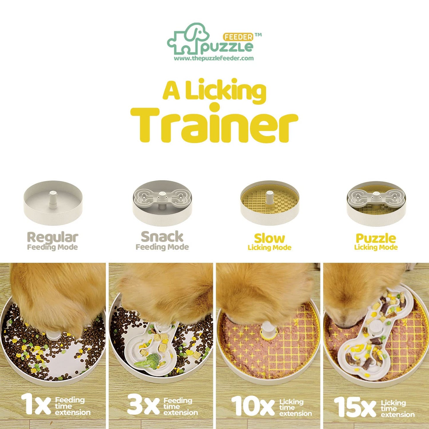 Puzzle Feeder™ Dog Bowl Universal Dog Feeding Solution (Wheat-Yellow)