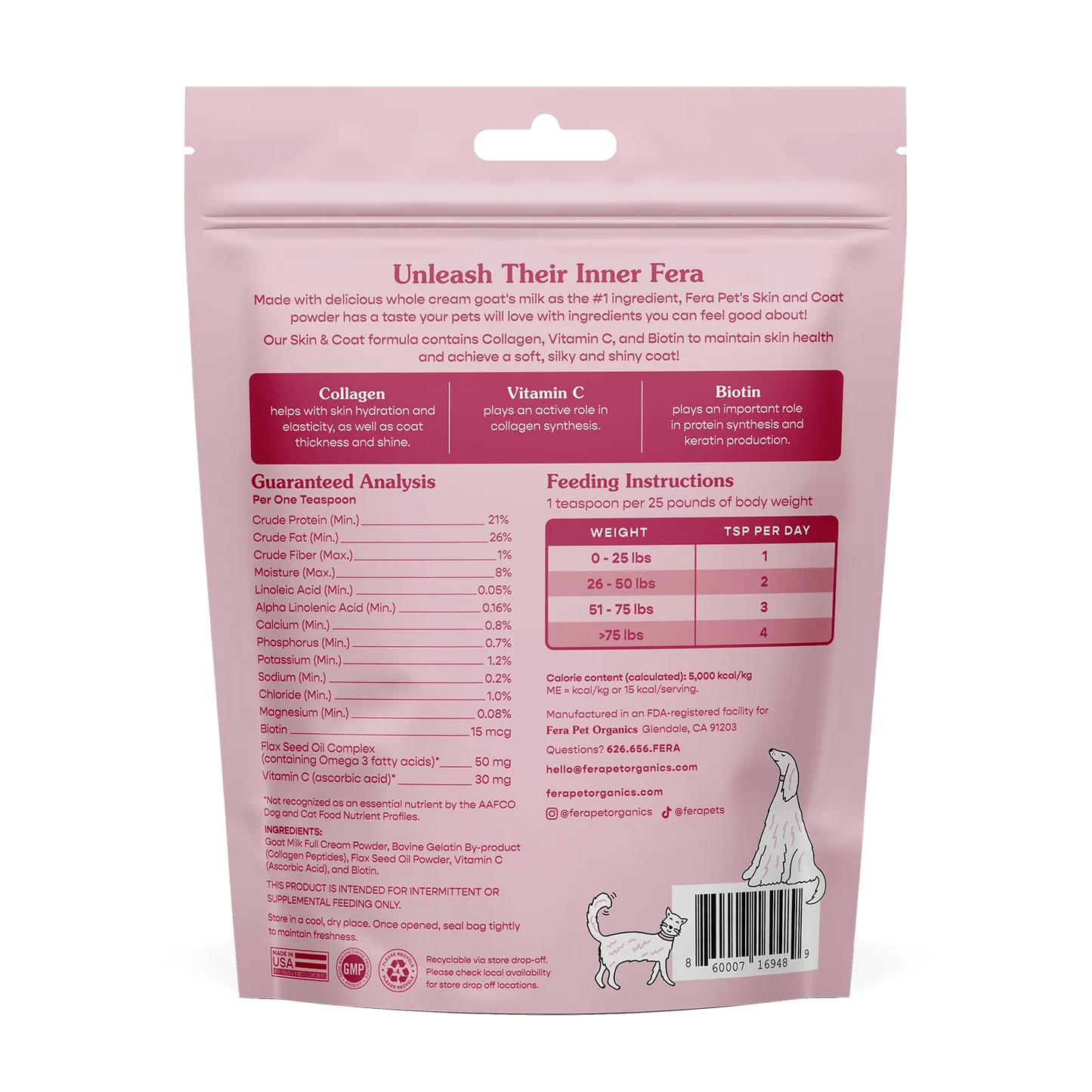 Fera Pets - Skin + Coat Goat Milk Topper for Dogs & Cats