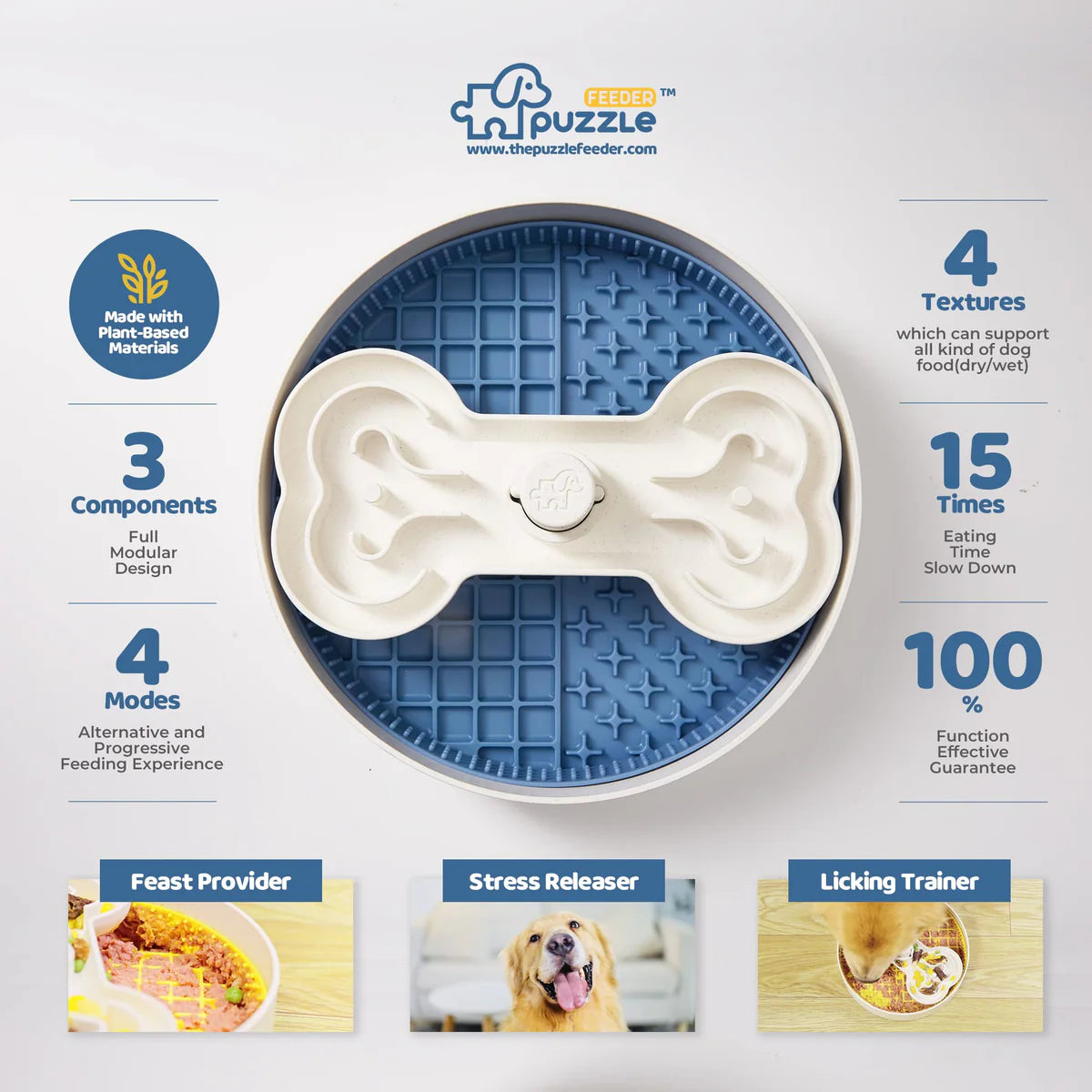 Puzzle Feeder™ Dog Bowl Universal Dog Feeding Solution (Lake-Blue)