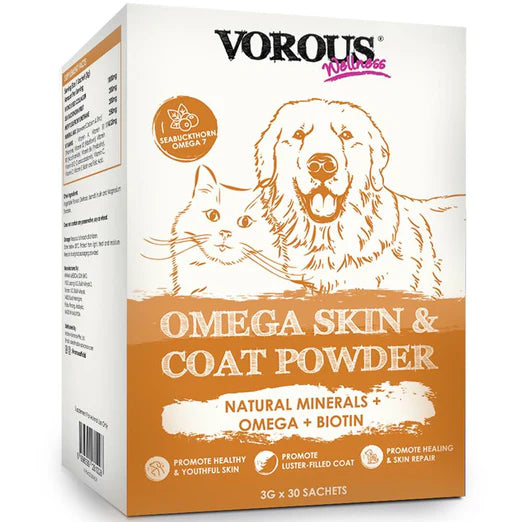 Vorous Omega Skin & Coat Powder Supplement For Cats & Dogs 90g